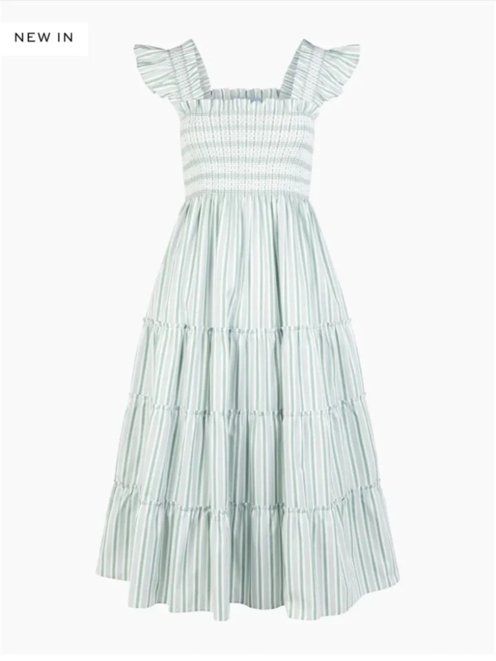Ellie Midi Nap Dress in Green Stripe